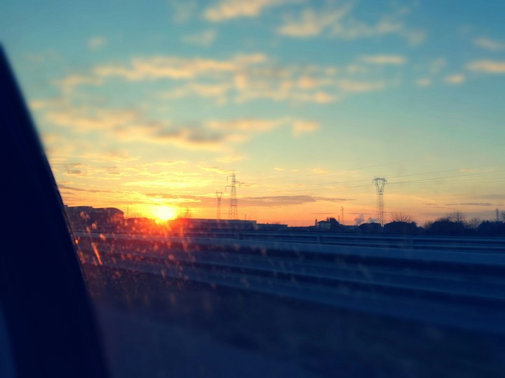 Sunrise on the road