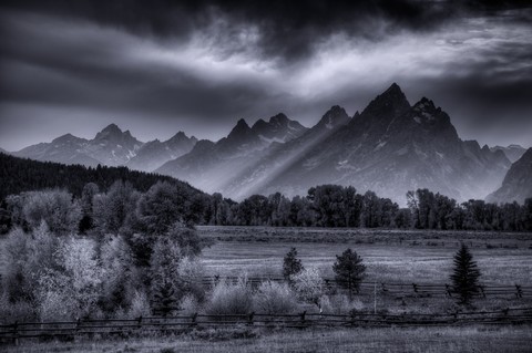 Late Light Peaking Through The Tetons
