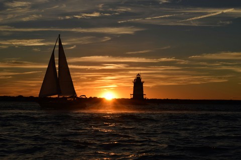 Sunset sailing in Narragansett bay.