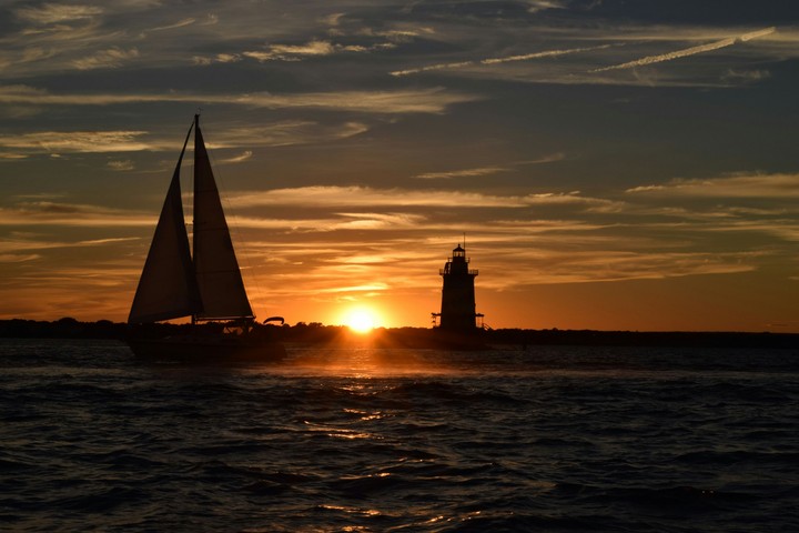 Sunset sailing in Narragansett bay.