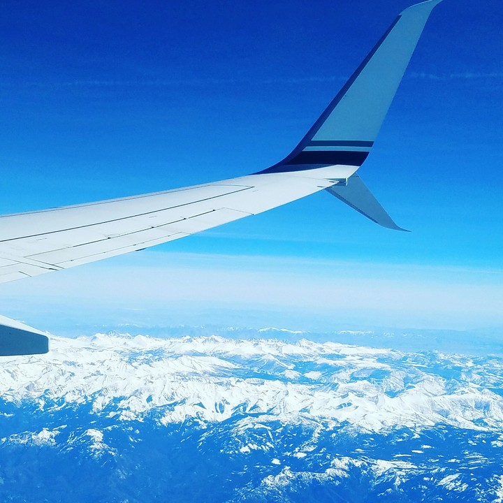 Flying over mountains