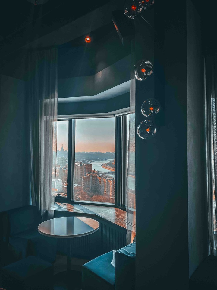 through the window