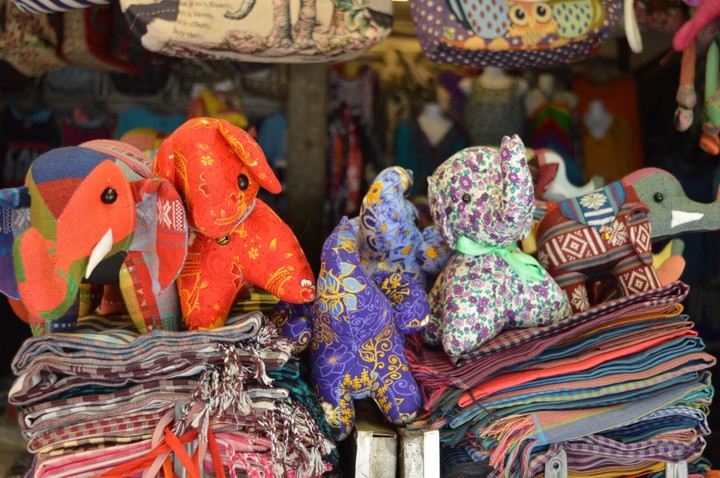 Colorful Elephant Stuffs and Sarongs