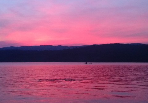 Pink sunset over the Danube