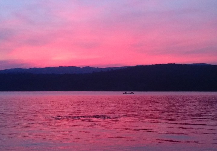 Pink sunset over the Danube