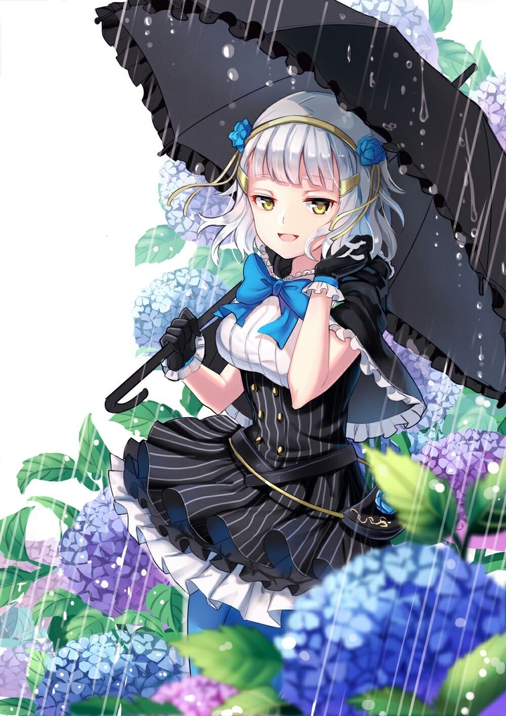 black and white dress with black umbrella