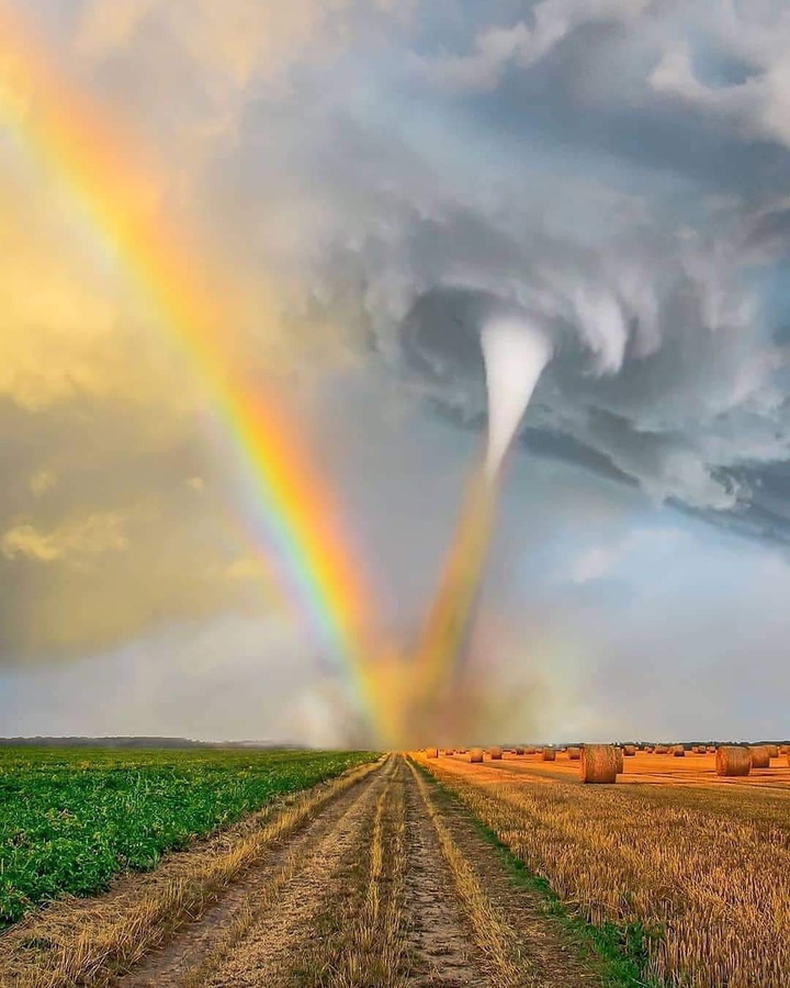 Rainbow and tornado at the same time!