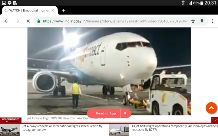 The last flight of jet airways- 9w2502.