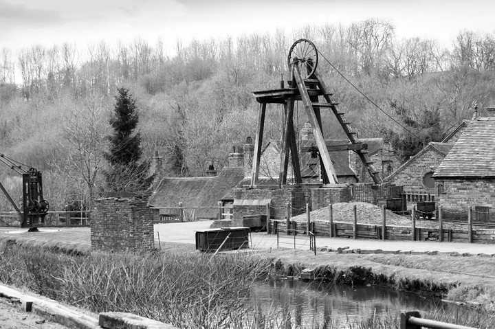 Old Victorian mine black and white
