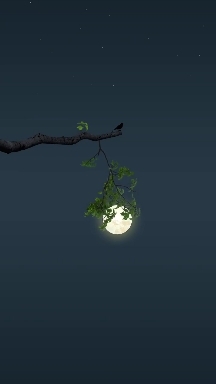 Tiny branch with leaves & bird