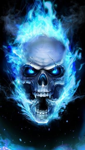 Blue Flames Skull