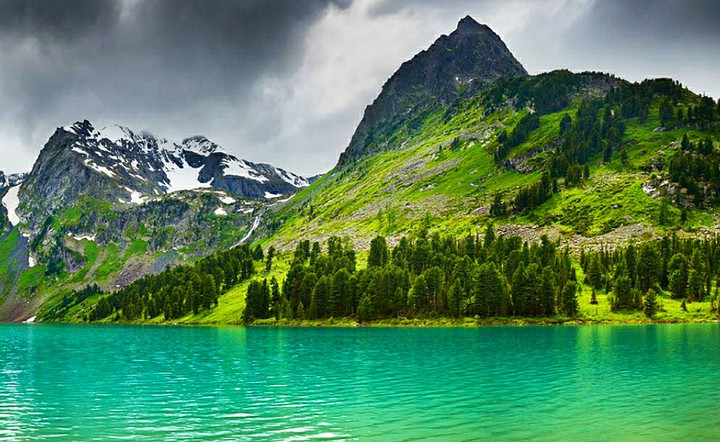 Горы, природа, облака, вода, nature, water