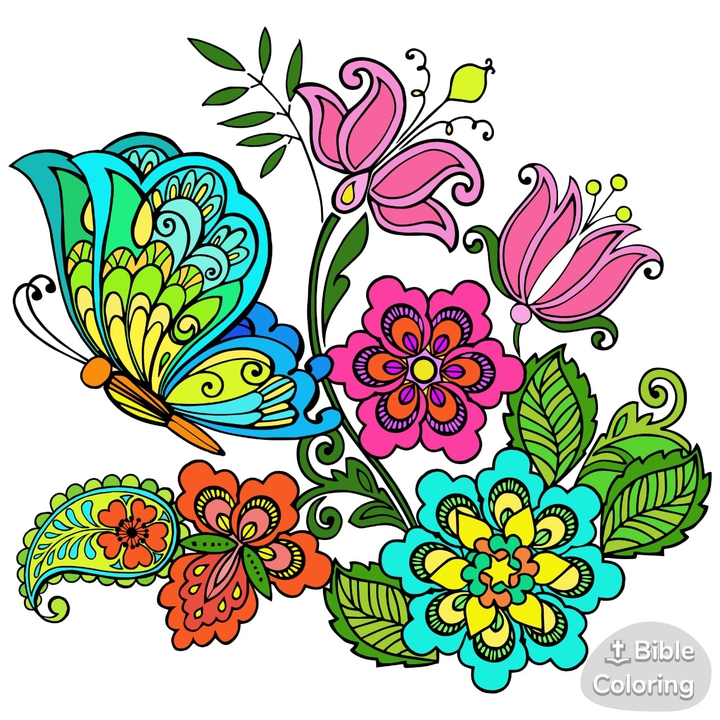 Borboleta e flores