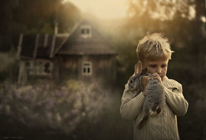 Boy and rabbit