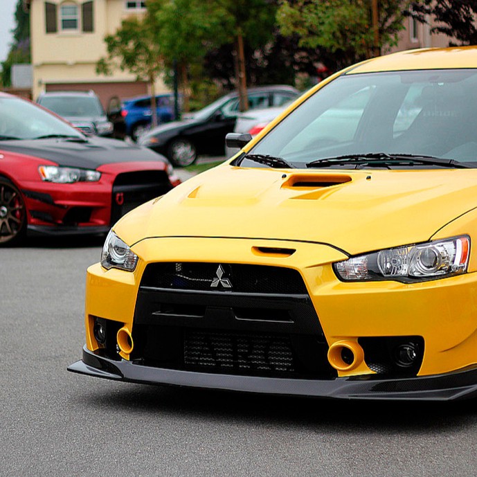Yellow Mitsubishi Lancer Evo X