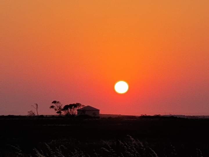 fiery sunset.