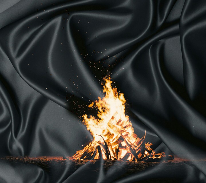 Bonfire with silk background