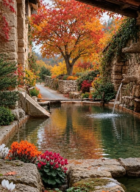 Water, Green, Rock