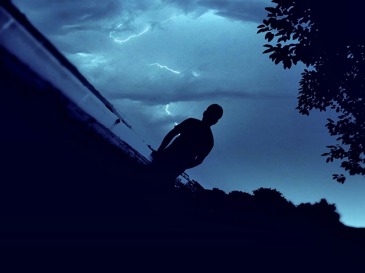 along boy in a Stormy night