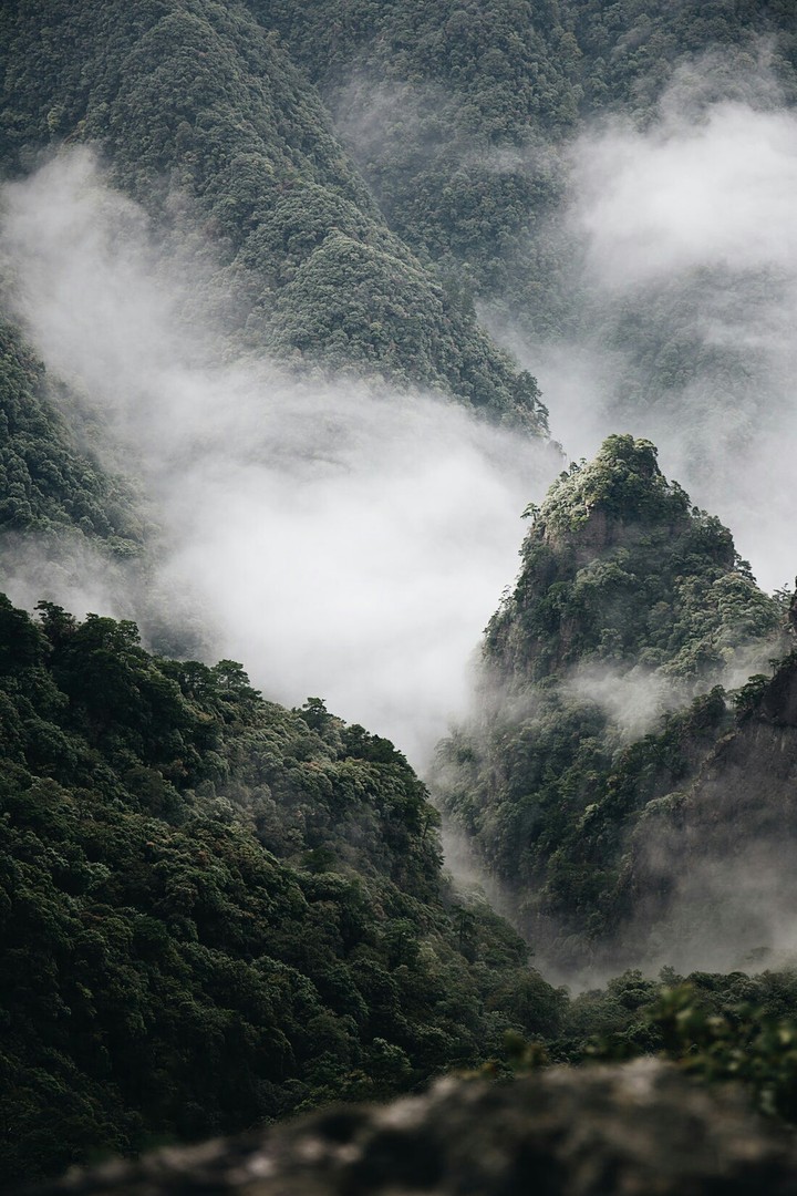 between the clouds