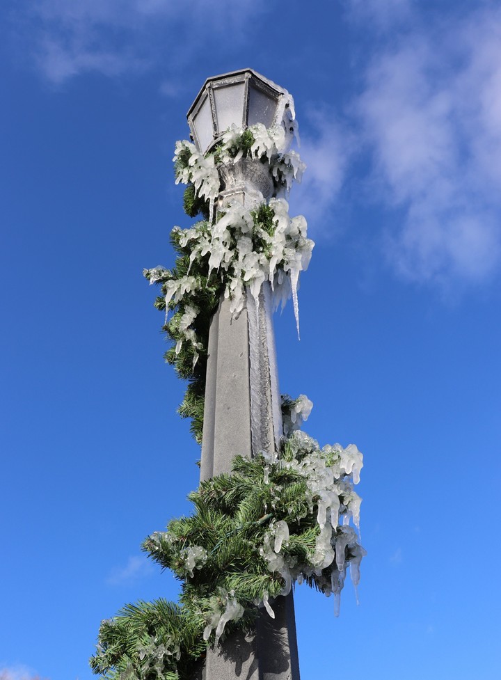 ice on lamp post