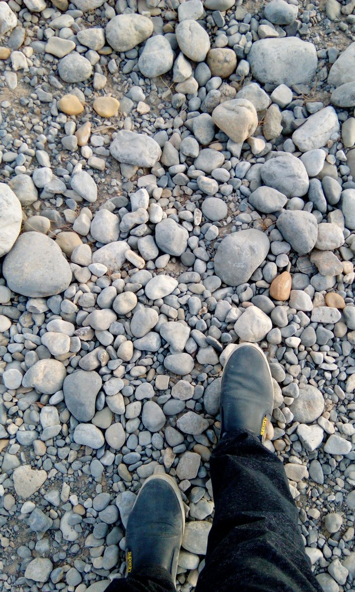 footwear on stones