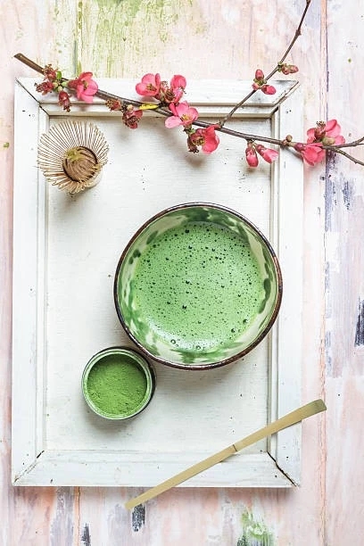bowl of matcha & spring blossoms