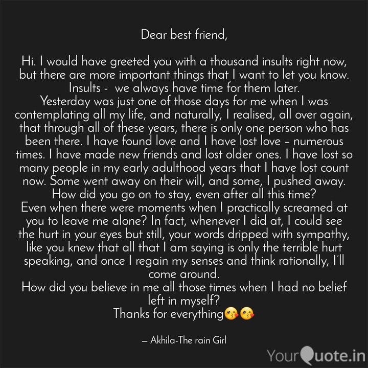 thank your best friend?