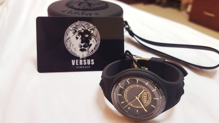 watch, versace, black