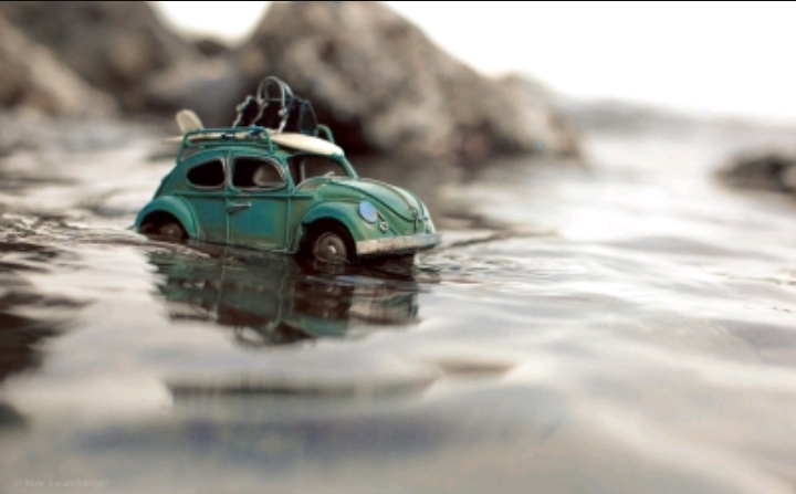 Car in the sea