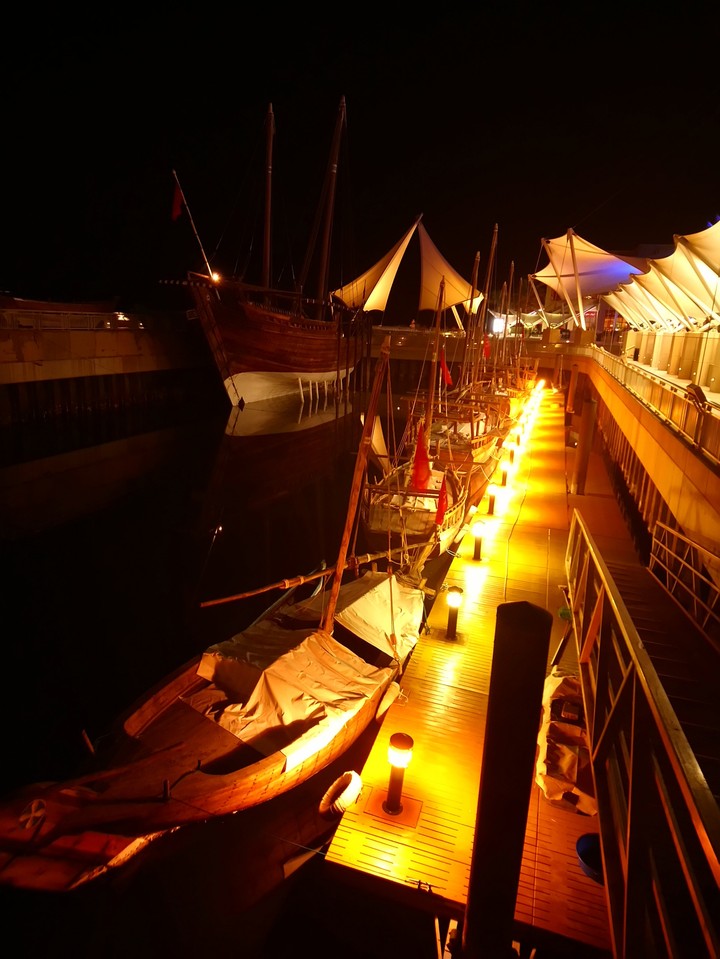 boat dock at night