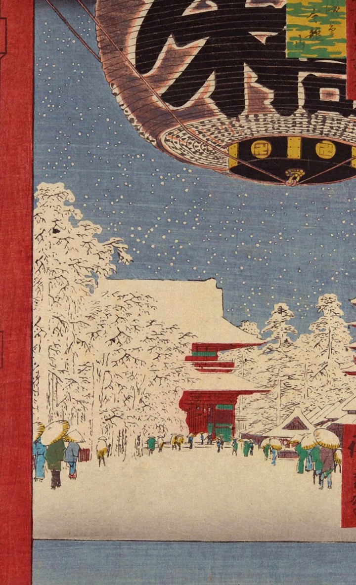 ukiyoe - temple on winter day