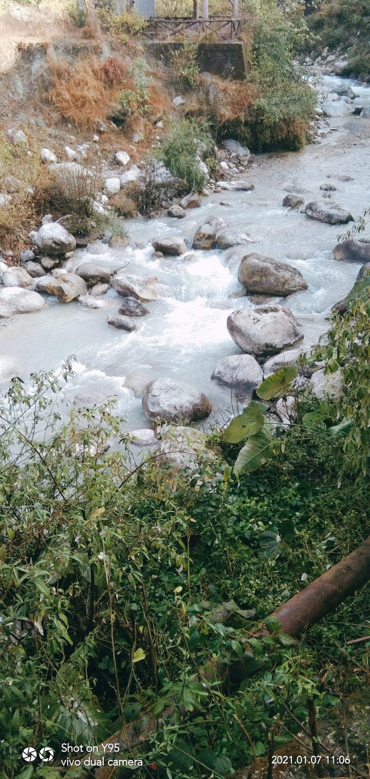 Mountain in water fall