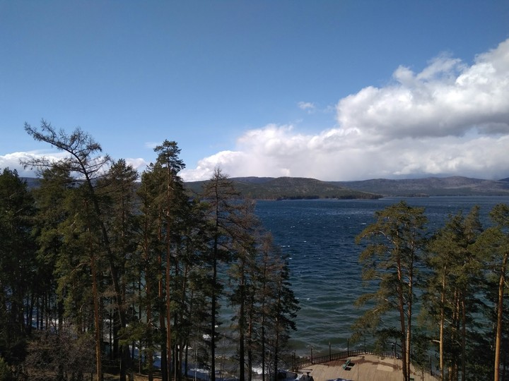 Turgoyak lake. South Ural. strong wind
