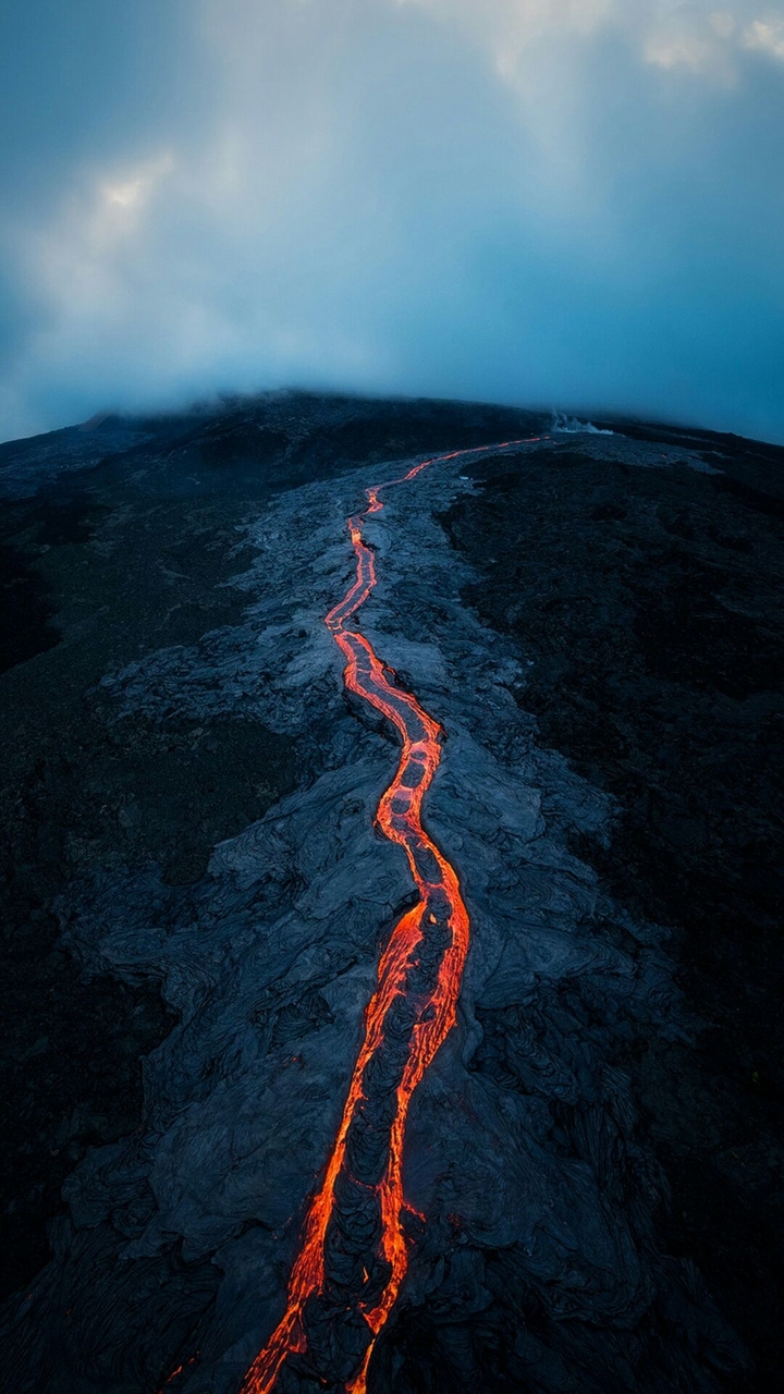 Volcano lava trail