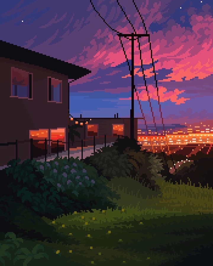 pixel sunset