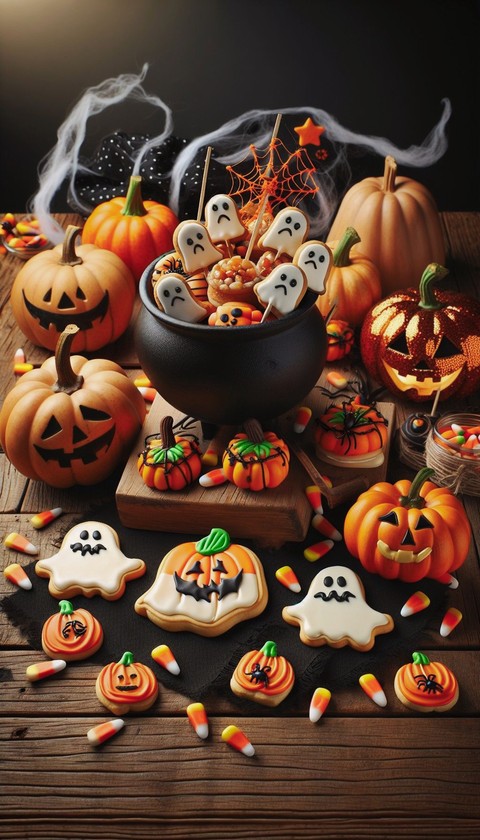 HALLOWEEN COOKIES, PUMPKINS and POTS