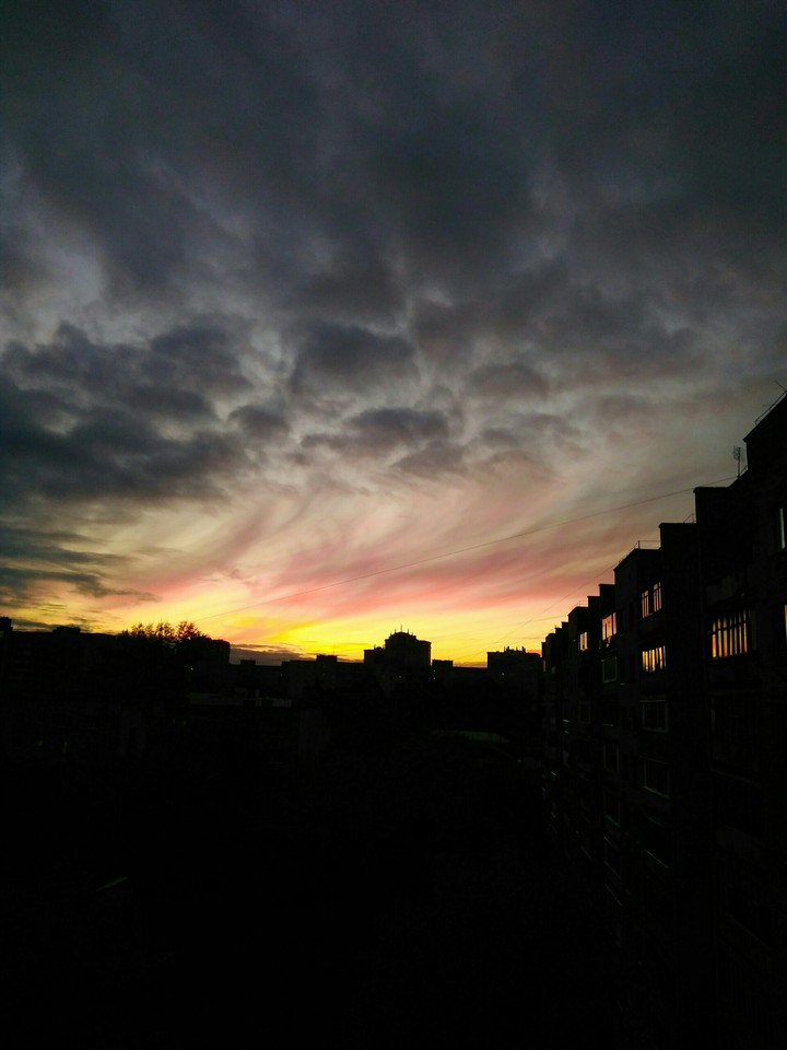 sunset in the city