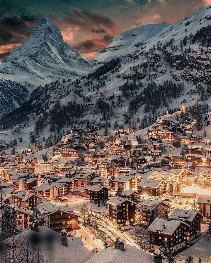 A glowing, magical winter night