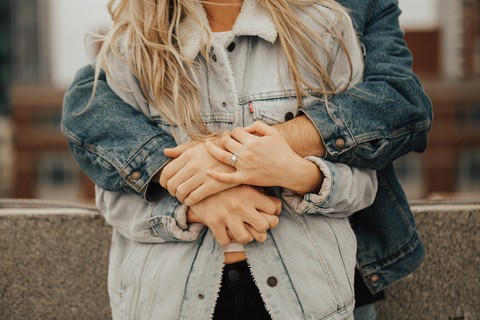 Couple Hugs Hands Love