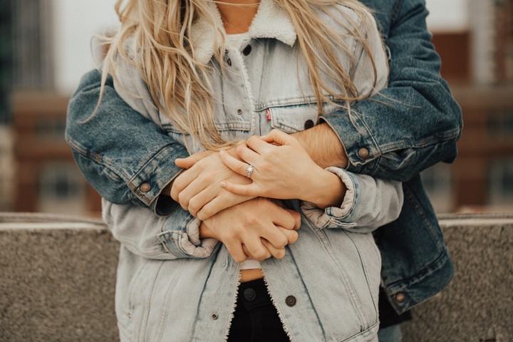 Couple Hugs Hands Love