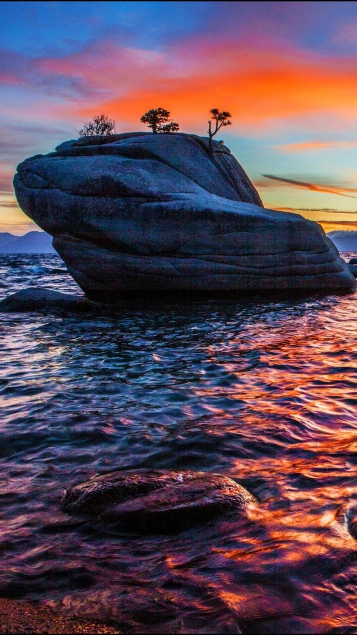stone#beautiful#water#sun#blue#sky