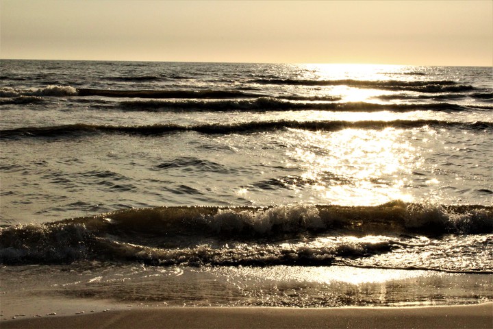 Waves in the sunset