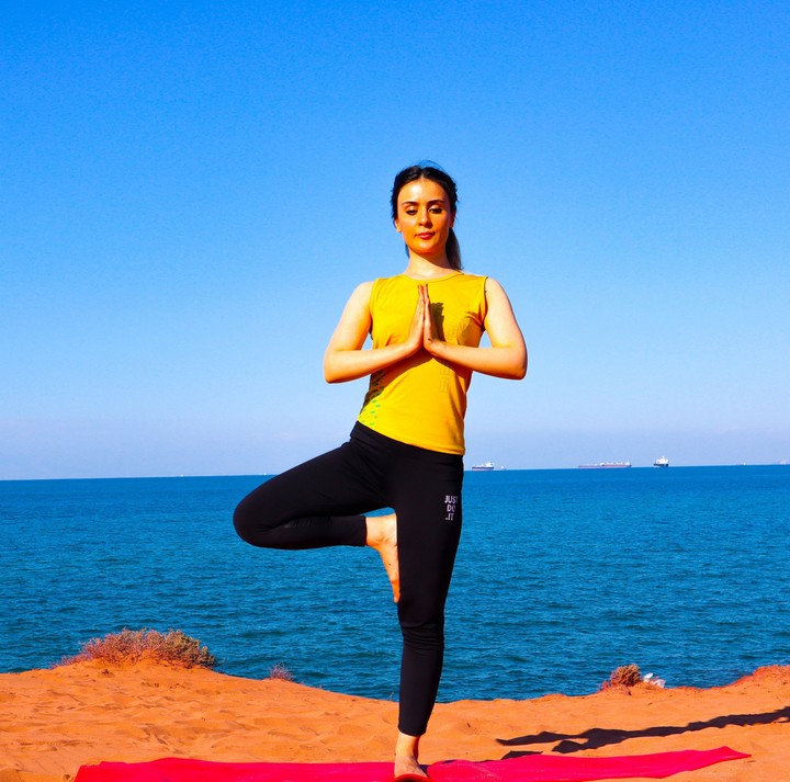 yoga at beach