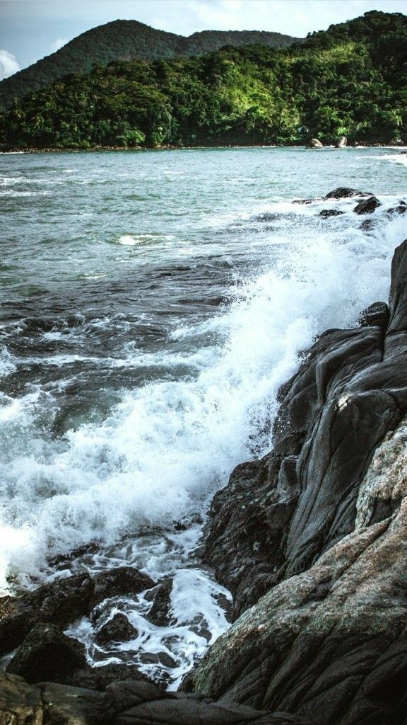 the crashing waves