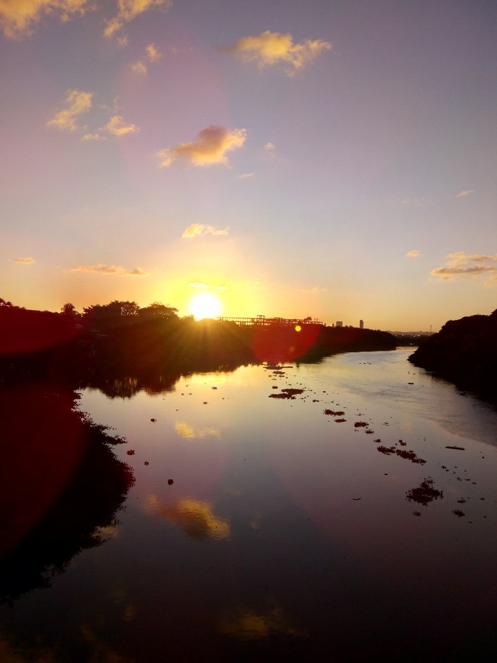 sunset over the river