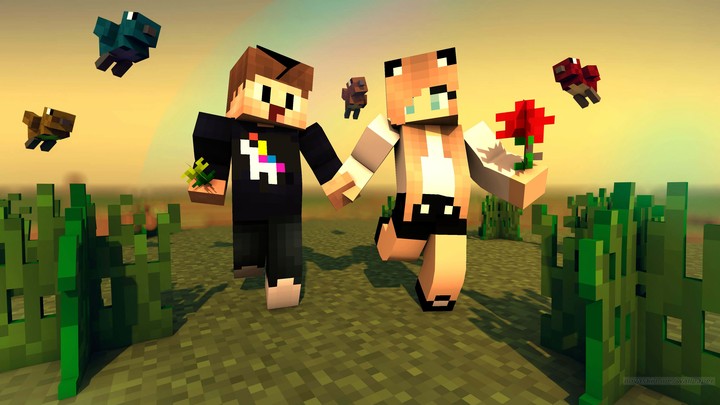 Ich und meine Freundin  spielen Minecraft