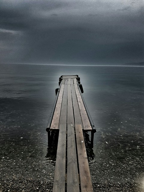 Lonely pier on Lake Baikal
