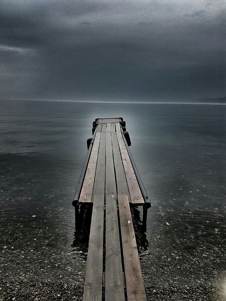 Lonely pier on Lake Baikal