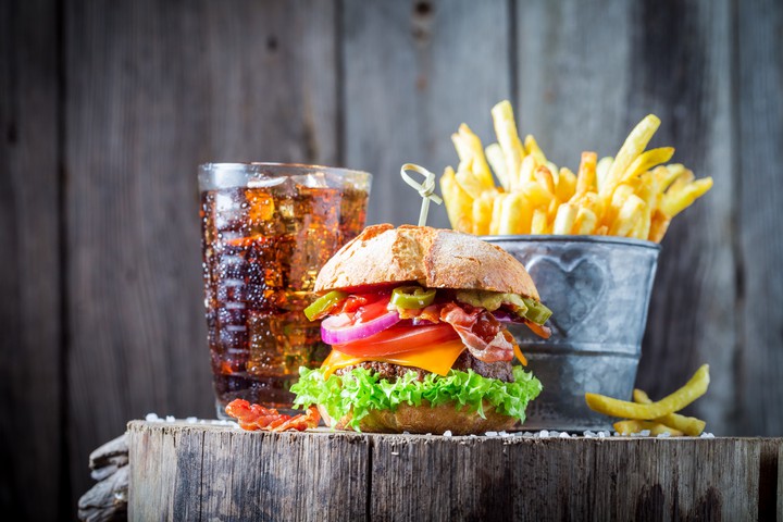Hamburger With French Fries & Coke